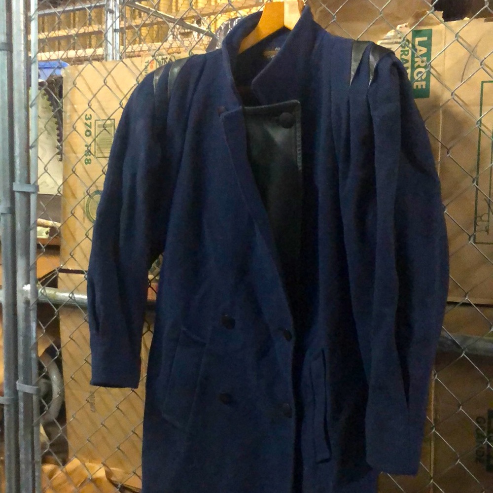 Vintage full length navy wool coat